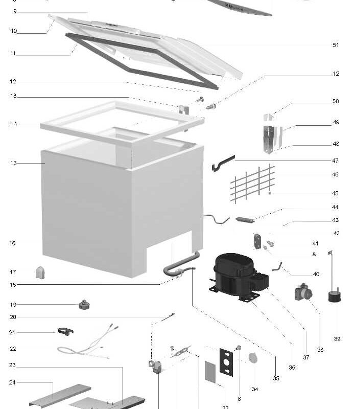 Gaxeta tampa freezer com aba Freezer H160 Electrolux